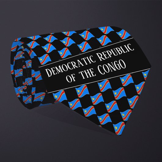 Wavy Democratische Republiek Congo Vlag Patroon Stropdas
