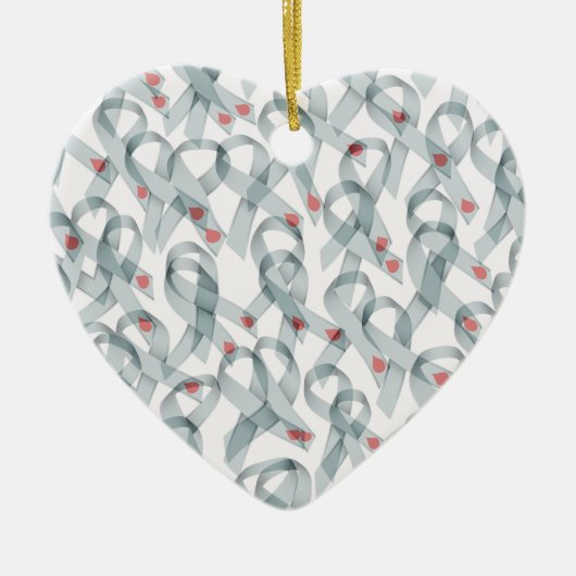 WAVY DIABETES RIBBONS KERAMISCH ORNAMENT (Voorkant)