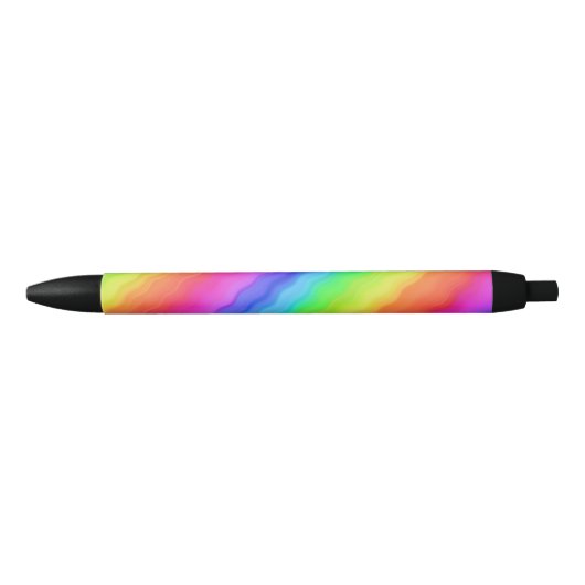 Wavy Diagonal Colorful Rainbow Design Zwarte Inkt Pen (Voorkant)