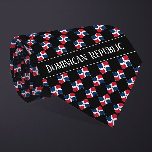Wavy Dominicaanse Republiek Vlag patroon Stropdas