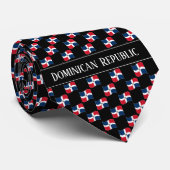 Wavy Dominicaanse Republiek Vlag patroon Stropdas (Opgerold)