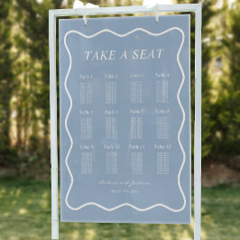 Wavy Dusty Blue Acryl Trouwstoel Grafiek Bord