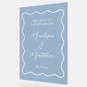 Wavy Dusty Blue Wedding Welkom Acryl Bord (Hoek)