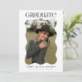 Wavy Edge Afstuderen foto Modern Graduation Party Kaart (Staand voorkant)