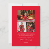 Wavy edge lijst eenvoudige rode kerstfoto feestdagenkaart (Achterkant)