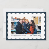 Wavy edge lijst leuke marine kerstfoto feestdagenkaart (Voorkant)