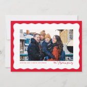 Wavy edge lijst schattige rode kerstfoto feestdagenkaart (Voorkant)