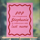 Wavy Edge Pink en Red Pop de Champagne Acryl Bord (Neutraal)