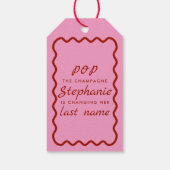 Wavy Edge Pink en Red Pop de Champagne Cadeaulabel (Achterkant)