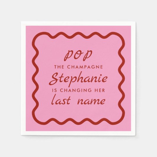 Wavy Edge Pink en Red Pop de Champagne Servet (Voorkant)