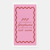 Wavy Edge Pink en Red Pop de Champagne Servet (Voorkant)