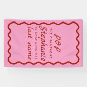 Wavy Edge Pink en Red Pop de Champagne Spandoek (Horizontaal)