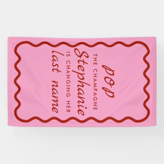 Wavy Edge Pink en Red Pop de Champagne Spandoek (Horizontaal)