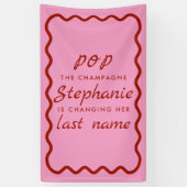 Wavy Edge Pink en Red Pop de Champagne Spandoek (Verticaal)