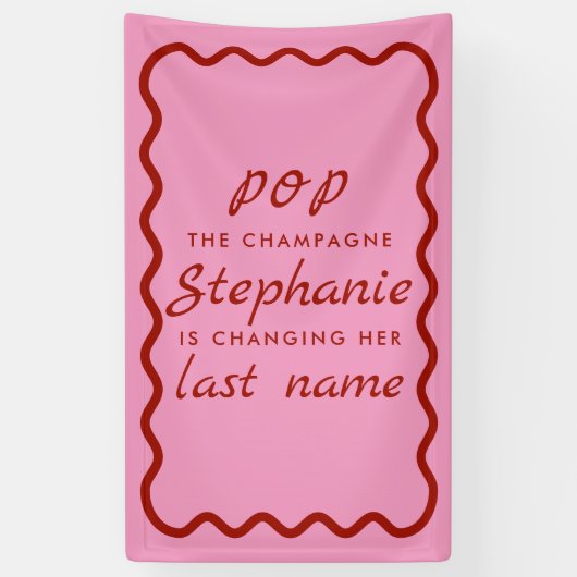 Wavy Edge Pink en Red Pop de Champagne Spandoek (Verticaal)