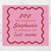 Wavy Edge Pink en Red Pop de Champagne Sparkling Wijnetiket (Enkel label)