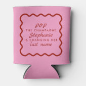 Wavy Edge Roze en Rode Pop de Champagne Bridal Blikjeskoeler (Voorkant)