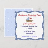 Wavy Edge Sailboat Invitation Kaart (Voorkant / Achterkant)