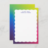 Wavy edge trendy colorful retro kid's name notitiekaartje (Voorkant / Achterkant)