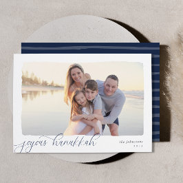Wavy | Eenvoudige horizontale foto Hanukkah Feestdagenkaart