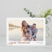 Wavy | Eenvoudige horizontale foto Hanukkah Folie Feestdagenkaart (Staand Voorkant)