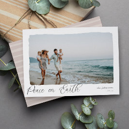 Wavy | Eenvoudige horizontale vrede op aarde Foto Feestdagenkaart