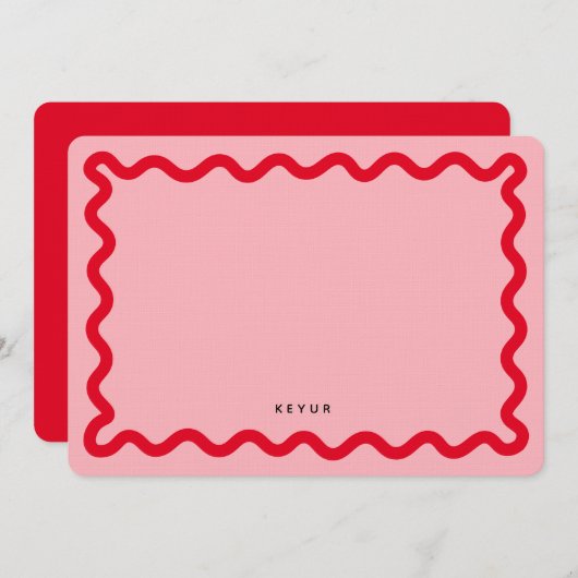 Wavy Eenvoudige Stationery Note Kaart Notitiekaartje (Voorkant / Achterkant)