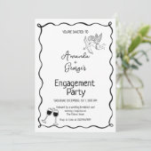 Wavy Engagement Announcement wedding Kaart (Staand voorkant)