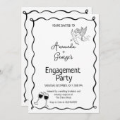 Wavy Engagement Announcement wedding Kaart (Voorkant / Achterkant)