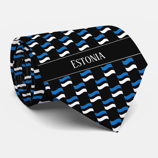Wavy Estland Vlag Patroon Stropdas (Opgerold)