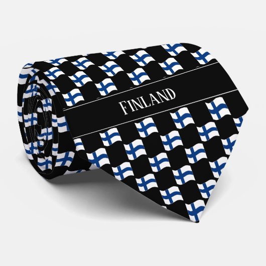 Wavy Finland Vlag Patroon Stropdas (Opgerold)