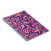 Wavy Fluid Swirl Magenta Blue Beige Notitieboek (Rechterzijde)