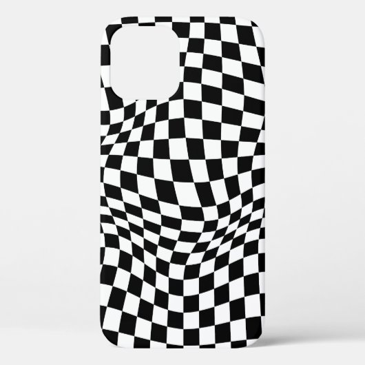 Wavy Gecontroleerd zwart wit checkboard Case-Mate iPhone Case (Achterkant)