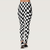 Wavy Gecontroleerd zwart wit checkboard Leggings (Achterkant)