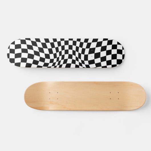 Wavy Gecontroleerd zwart wit checkboard Persoonlijk Skateboard (Horizontaal)