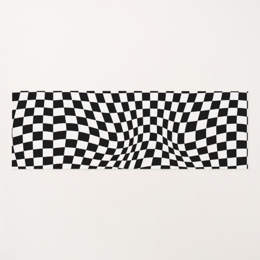 Wavy Gecontroleerd zwart wit checkboard Yogamat (Voorkant (horizontaal))
