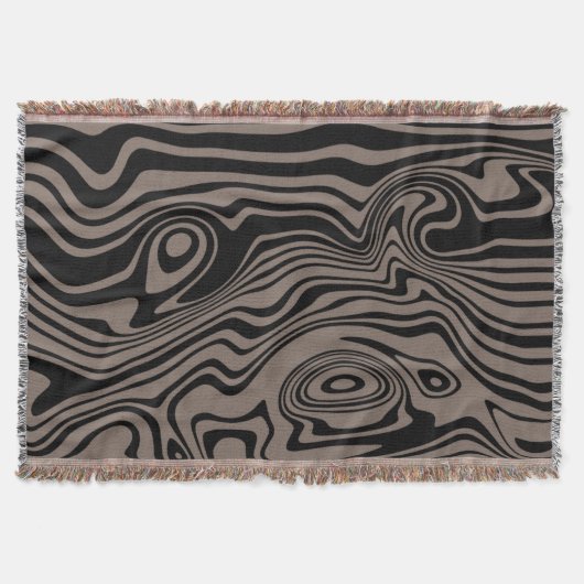 Wavy gestreepte zwart bruine gooi deken (Voorkant)