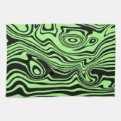 Wavy gestreepte zwarte en groene keukenhanddoek (Horizontaal)
