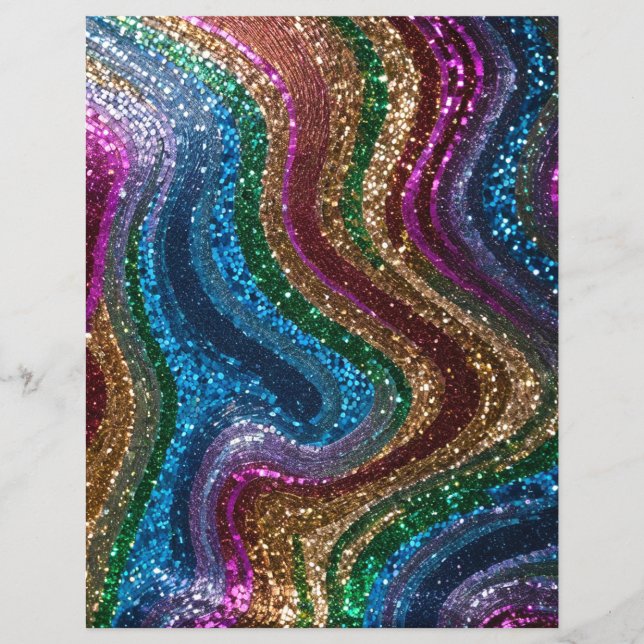 Wavy Glitter Multicolor Scrapbook Papier (Voorkant)