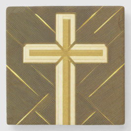 Wavy Gold Cross Marble Onderzetter