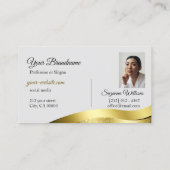 Wavy Gold Decor op lichtgrijs Logo Monogram Foto Visitekaartje (Achterkant)