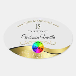 Wavy Gold Decor op lichtgrijs Logo-monogram Label