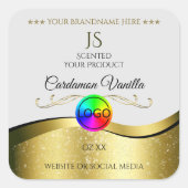 Wavy Gold Decor op lichtgrijs Logo-monogram Label (Voorkant)