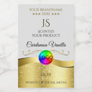 Wavy Gold Decor op lichtgrijs Logo-monogram Label Voedselcontainer Etiket
