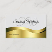 Wavy Gold Decor op lichtgrijs met Initialen Foto Visitekaartje (Voorkant)