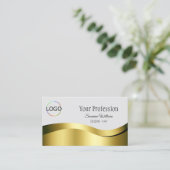 Wavy Gold Decor op lichtgrijs met Logo en foto Visitekaartje (Staand voorkant)