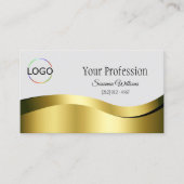 Wavy Gold Decor op lichtgrijs met Logo en foto Visitekaartje (Voorkant)