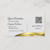 Wavy Gold Decor op lichtgrijs met Logo QR-code Visitekaartje (Achterkant)