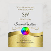 Wavy Gold Decor op lichtgrijze Logo Monogram Flyer (Voorkant)