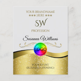 Wavy Gold Decor op lichtgrijze Logo Monogram Flyer
